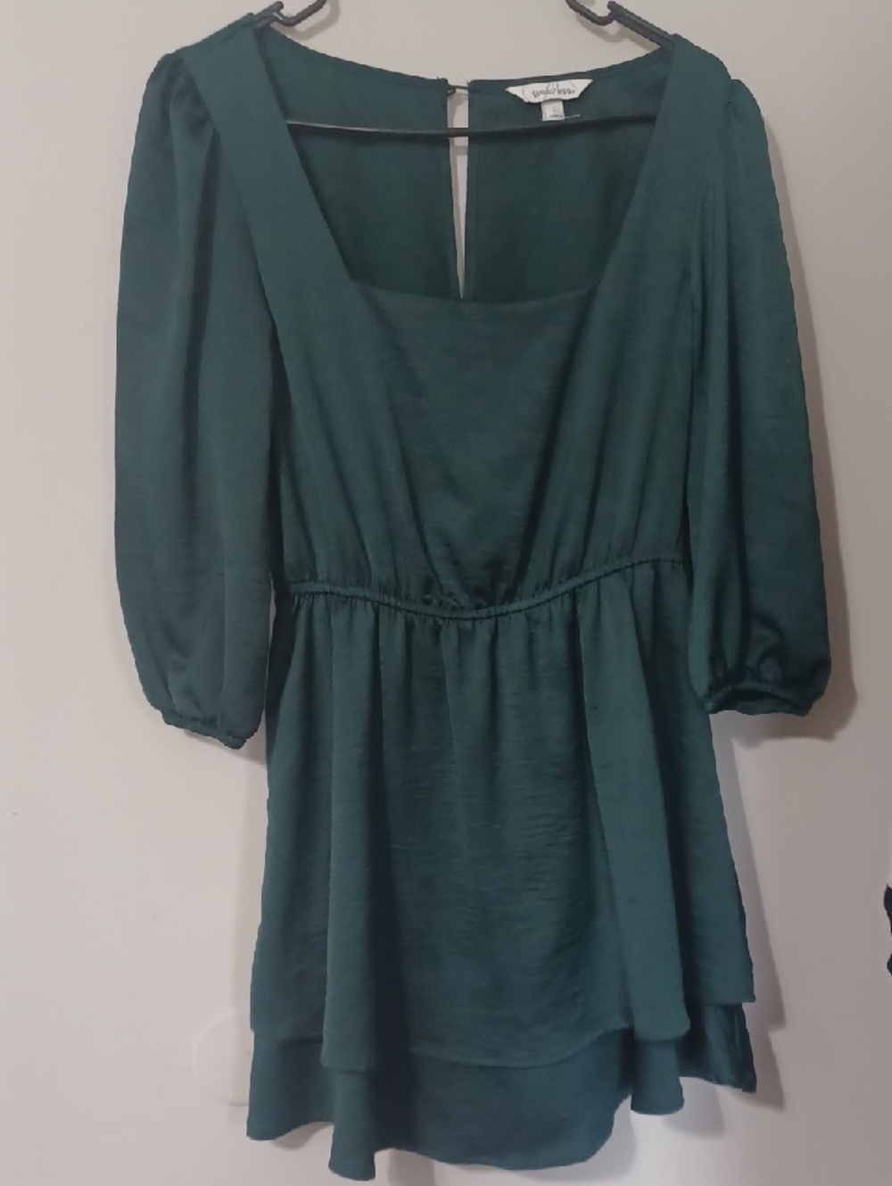 Speechless Forest Green Square-Neck Peplum Dress - New Without Tags. Size L